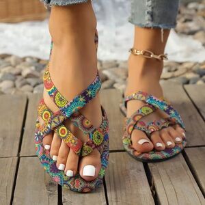 Boho Mosaic Flat Sandals